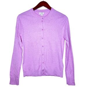 J. CREW NWT Classic Cotton Cardigan Sweater Size Medium in Heather Berry